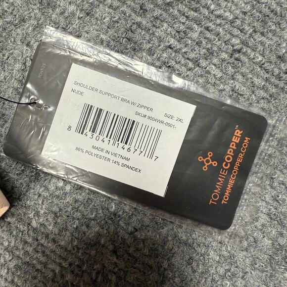 Tommie Copper Plus Sz 2XL Shoulder Support Sports Bra Nude with Front Zipper - Picture 6 of 9